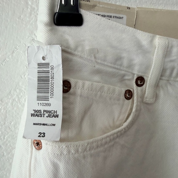 Agolde 90’s Pinch Waist High Rise Straight Jean Marshmallow White Size 23 - Picture 4 of 14